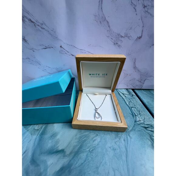 White Ice  Designer Sterling Silver & Diamonds Pendant Necklace New in Box - Picture 10 of 10
